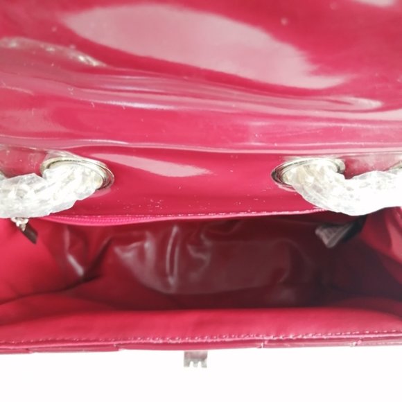 Maja Red Chevron Purse with Double Gold Chain - Picture 10 of 17